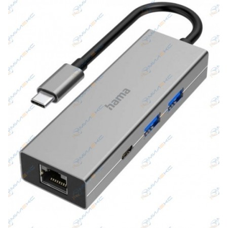 Адаптер USB Type-C 4-in-1 Hama H-200108 2xUSB3.0/GigaLAN