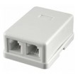 Розетка RJ-11 двойная 6P4C для телефона TA-102 внешняя Розетка RJ-11 двойная 6P4C для телефона TA-102 внешняя